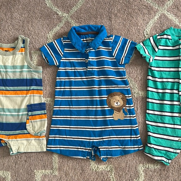 Baby boy 9- 12 months summer striped rompers - Picture 1 of 6